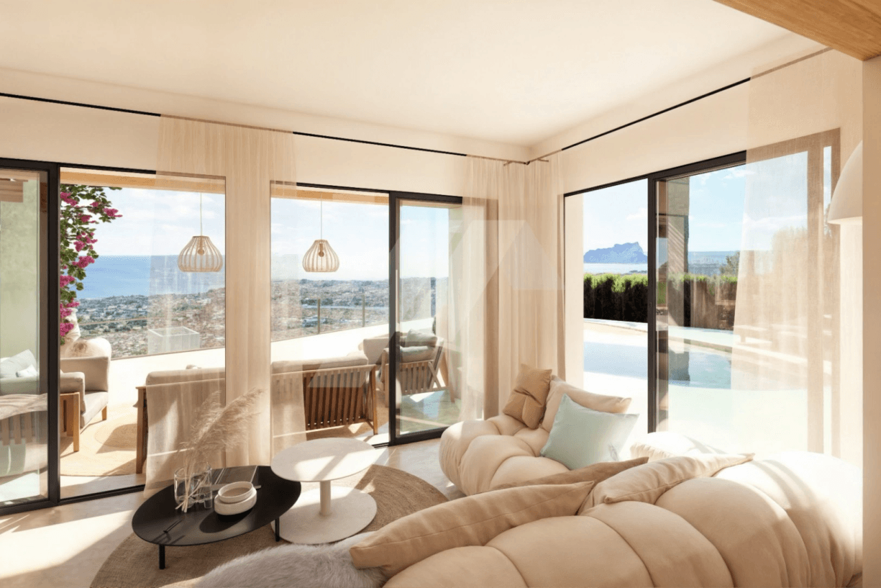 Villa mit Panoramablick auf das Meer zu verkaufen in Moraira, Costa Blanca.