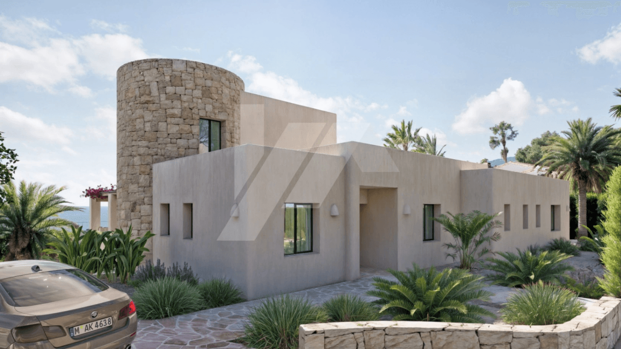 Villa mit Panoramablick auf das Meer zu verkaufen in Moraira, Costa Blanca.