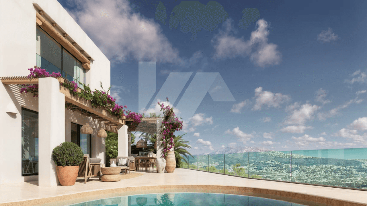 Villa mit Panoramablick auf das Meer zu verkaufen in Moraira, Costa Blanca.